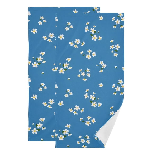 2-Piece Polyester cotton Towel Set Absorbent White Flowers Hand Towel Bath Towel Soft and Comfortable Machine Wash 28.3x14.4