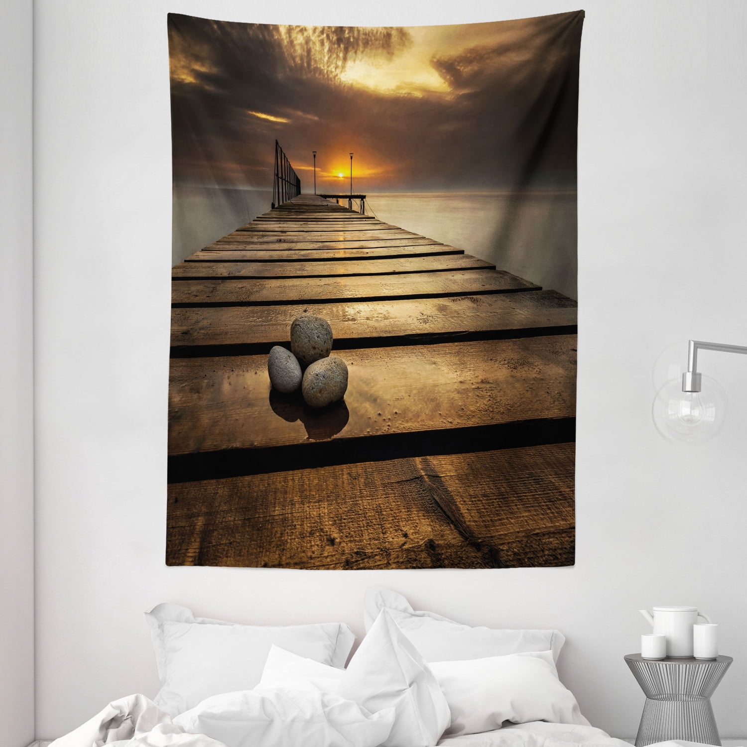 Ocean Tapestry, Black Sea At Dusk Sunrise Tranquil Scene Coastline with Wooden Pier Picture