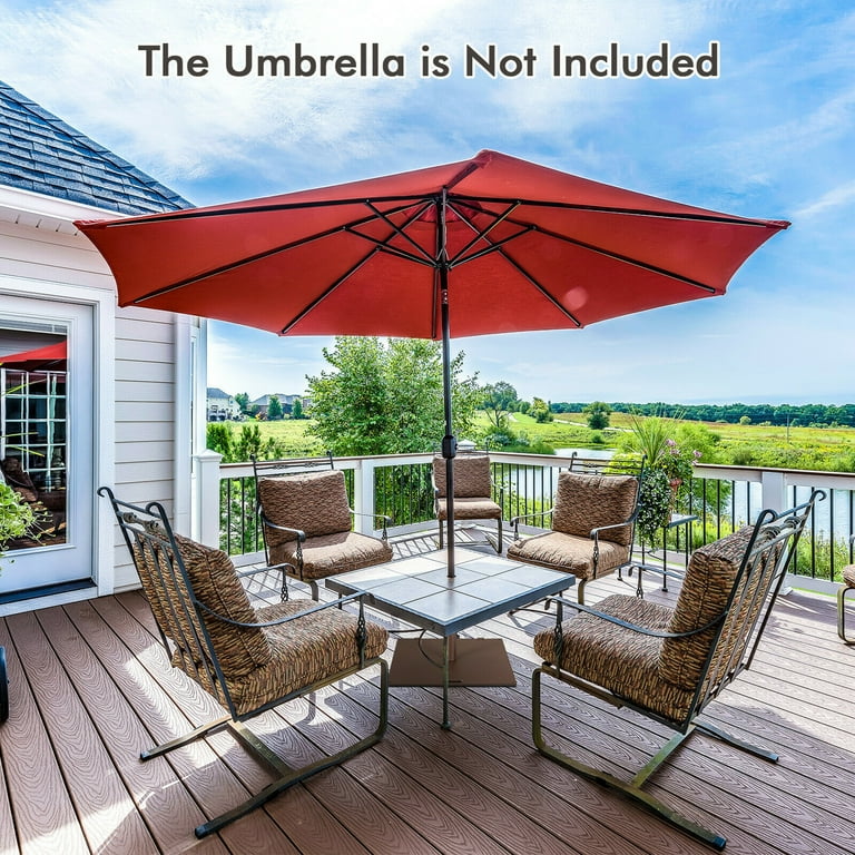50 lbs patio umbrella base Heavy Duty Lb Portable Outdoor Stand With 24 Inch Square Holder Two Tightening Knobs And Two Wheels Weatherproof Rustproof For free deco 50 lb. umbrella base
