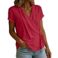 thumbnail image 6 of TGSLY Adjustable Wrap Side Tie Tops for Women Breathable Soft V Neck Short Sleeve Blouses Loose Fit Dressy Casual Solid Color T-Shirts XL, 6 of 8