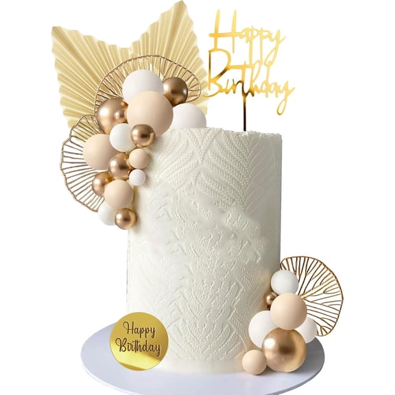 Gold Balls Cake Toppers Balls Birthday Cake Decorations for Birthday Boho Wedding Baby Shower Party Decoration