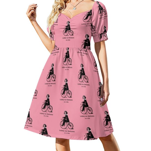 Vestido de manga corta de Beethoven en bicicleta Vestidos de cumpleaños para mujer Ropa de mujer