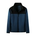 thumbnail image 3 of YOIAVAIOY Mens Fleece Lined Jacket Color Block Long Sleeve Jackets Fall Winter Lightweight Athletic Jacket with Pocket Blue M, 3 of 4