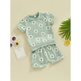thumbnail image 4 of Musuos Baby Girls 2 Piece Outfit 6 12 18 24M 3T Daisy Print Short Sleeve T-Shirt and Elastic Shorts Set Cute Summer Clothes, 4 of 10