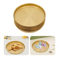 6Pcs Round Serving Trays, Stainless Steel Table Tray, Gold Decorative Tray