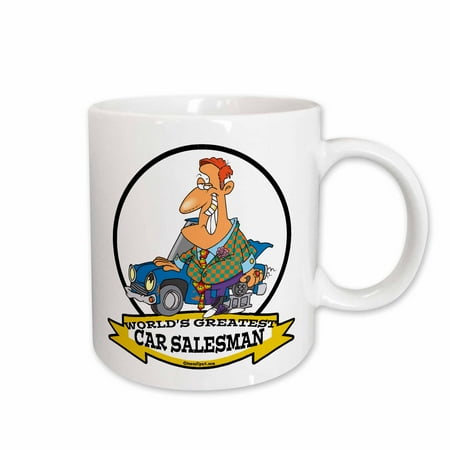 

3dRose Funny Worlds Greatest Car Salesman II Occupation Job Cartoon Ceramic Mug 11-ounce