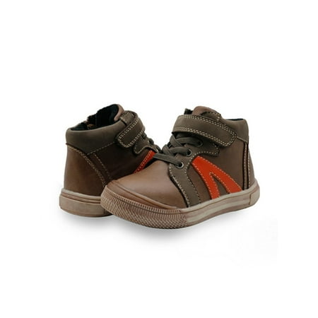 

Rockomi Kids Casual Ankle Boots Lightweight Flat Leather Boot Walking Sports Breathable Side Zipper Outdoor Shoes Brown 5C