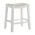 thumbnail image 2 of Iyani Coastal Modern Wood Counter Height Kitchen Bar Stool in White Finish with Dune Cloud Fabric Upholstered Seat - Set of 2, 2 of 5