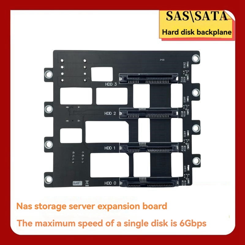 SAS/ Hard Disk Backplane for Nas Storage Server 6Gbps SFF8643 to 4-Bay HDD SSD Adapter Large 4D Power Supply