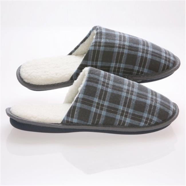 Mens Check Tartan Soft Warm Fleece Lined Flat Shoe Slipper Holiday Comfortable 