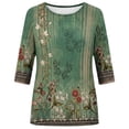 thumbnail image 4 of DHFJKG 3/4 Sleeve T Shirts For Women Crew Neck Floral Printed Loose Fit Spring Summer Top Bohemian Beach Vacation Clothes Soft Tops, 4 of 4