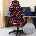 thumbnail image 4 of SCRAWLGOD Valentine's Day Decor Heart Spiral Print Pink Black 4 PCS Gaming Chair Covers Slipcovers Non-Slip Gamer Chair Cover Stretchable Rotating Armchair Covers with Armrest Covers, 4 of 7