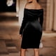 thumbnail image 4 of Vestido de noche con hombros descubiertos, manga larga, caderas envueltas, vestido plisado de un solo color para mujer, negro S, 4 of 6