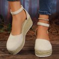 thumbnail image 2 of Closed Toe Espadrilles for Women Platform Wedge Sandals Comfortable Suede Ankle Strap Dressy Wedges Heels White Size 7.5, 2 of 7