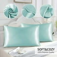 thumbnail image 7 of Taotanxi Bedding,Super Soft and Luxury Silky Satin Pillowcase with Zipper (Silky Satin Pillow Case for Hair) Set of 1 (Light Blue, Standard(20''x30'')), 7 of 7