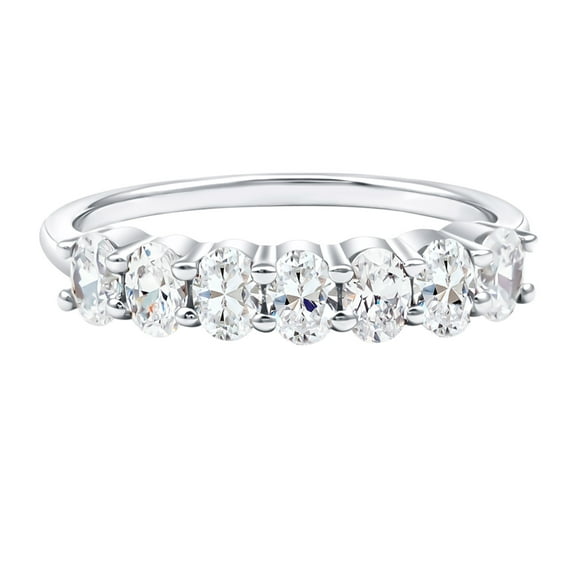 Rosec Jewels Half Eternity Anniversary Band Ring - 7 Stone Ring - EF-VS Quality - Ready to Gift, 925 Sterling Silver, US 4.00