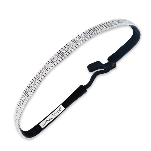 Sweaty Bands Diadema para mujeres y niñas para un estilo de vida activo - Diadema con agarre antideslizante que absorbe el sudor y forro de terciopelo con diamantes de imitación - Hielo iridiscente br
