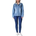 thumbnail image 2 of INSPIRE CHIC Women's Denim with Hood Distressed Long Sleeve Button Down Detachable Hoodie Jacket 2XL Blue, 2 of 6