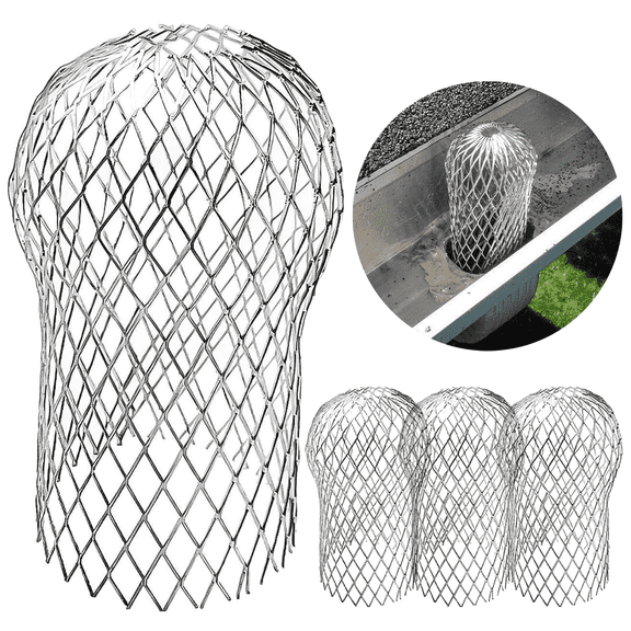 3.5 Inch Gutter Downspout Guards, 4 Pack Adjustable Aluminium Filter Strainer for Preventing Blockage Leaves Debris Drain Net Cover