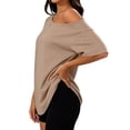 thumbnail image 4 of Seffadzy Womens Oversized T-Shirts Short Sleeve Off The Shoulder Loose Fit Tops Casual Summer Daily Workout Yoga Shirts, 4 of 6