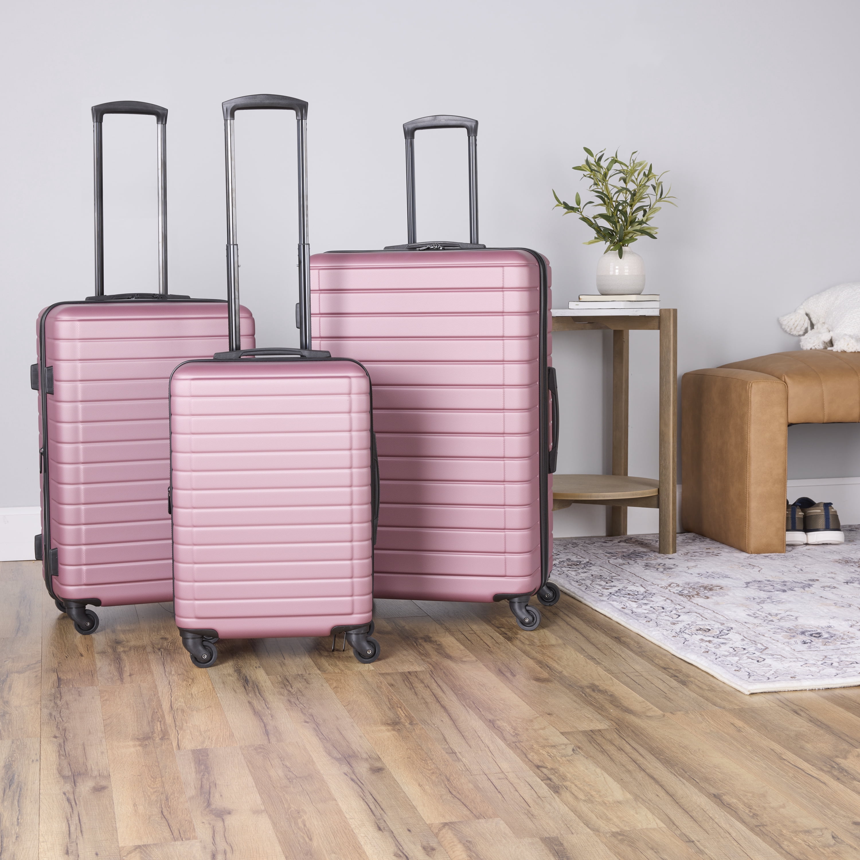 Protégé Vacationer 28-inch Checked Expandable Hardside Luggage With 360-Spinner Wheels and Divider Pockets, Violet Pink