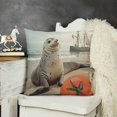 thumbnail image 2 of Cute Seal Single Pack Pillow Cover,Lovely Sea Lion Summer Beach Reversible Print Cushion Cover,Seaside Apple Ocean Animal Paint CouchPillow Cover, 2 of 5