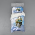 thumbnail image 2 of Ambesonne Fantasy Bedding Set 4 Pcs, Dragon Castle Tower, Queen, Green and Blue, 2 of 3