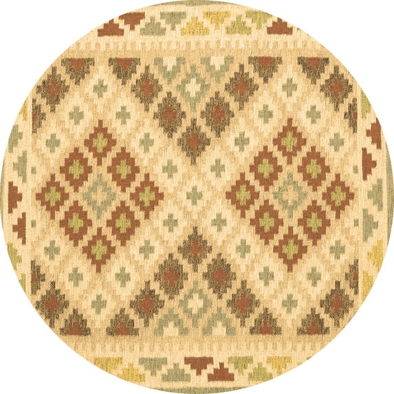 Ahgly Company Indoor Round Southwestern Brown Country Area Rugs, 4' Round