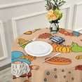 thumbnail image 6 of Coolnut 60 Inch Round Tablecloth - Autumn Pumpkin Gnomes Waterproof Washable Fabric Table Cloth Lace Table Cover Tabletops for Dining, Kitchen, Wedding and Parties House Decor, 6 of 7