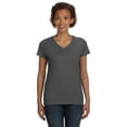 thumbnail image 2 of Ladies' V-Neck Fine Jersey T-Shirt - CHARCOAL - 3XL, 2 of 2
