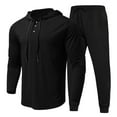 thumbnail image 2 of Men‘s Pure Color Lightweight Sweat Absorption Sports Long Sleeve Pullover Sweatshirt Set, 2 of 6