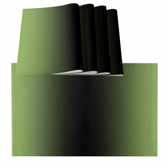 Dark Sea Green Black Ombre Placemats for Dinning Table Set of 6, Modern Gradient Abstract Art Burlap Kitchen Place Mats Waterproof Cloth Table Mats, Indoor Outdoor Placemats Easy Clean Dinner Decor
