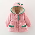 thumbnail image 3 of Efsteb Infant Baby Girls Winter Coat Toddler Ruffle Bowknots Hooded Padded Jacket Button Long Sleeve Warm Outwear with Pockets (Pink,3 Years), 3 of 3