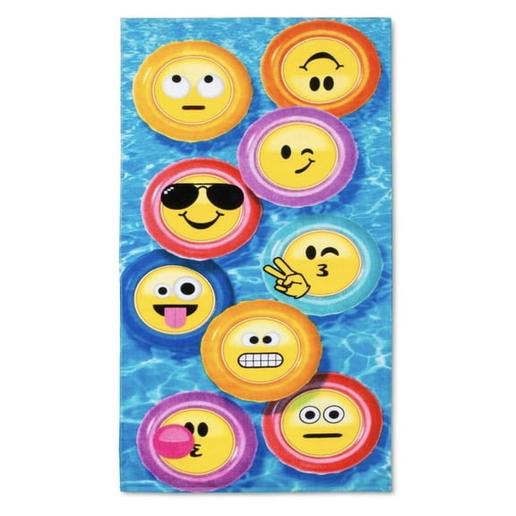 Emojination Cotton Beach Towel With Emoji Pattern - Bath, Pool, Beach