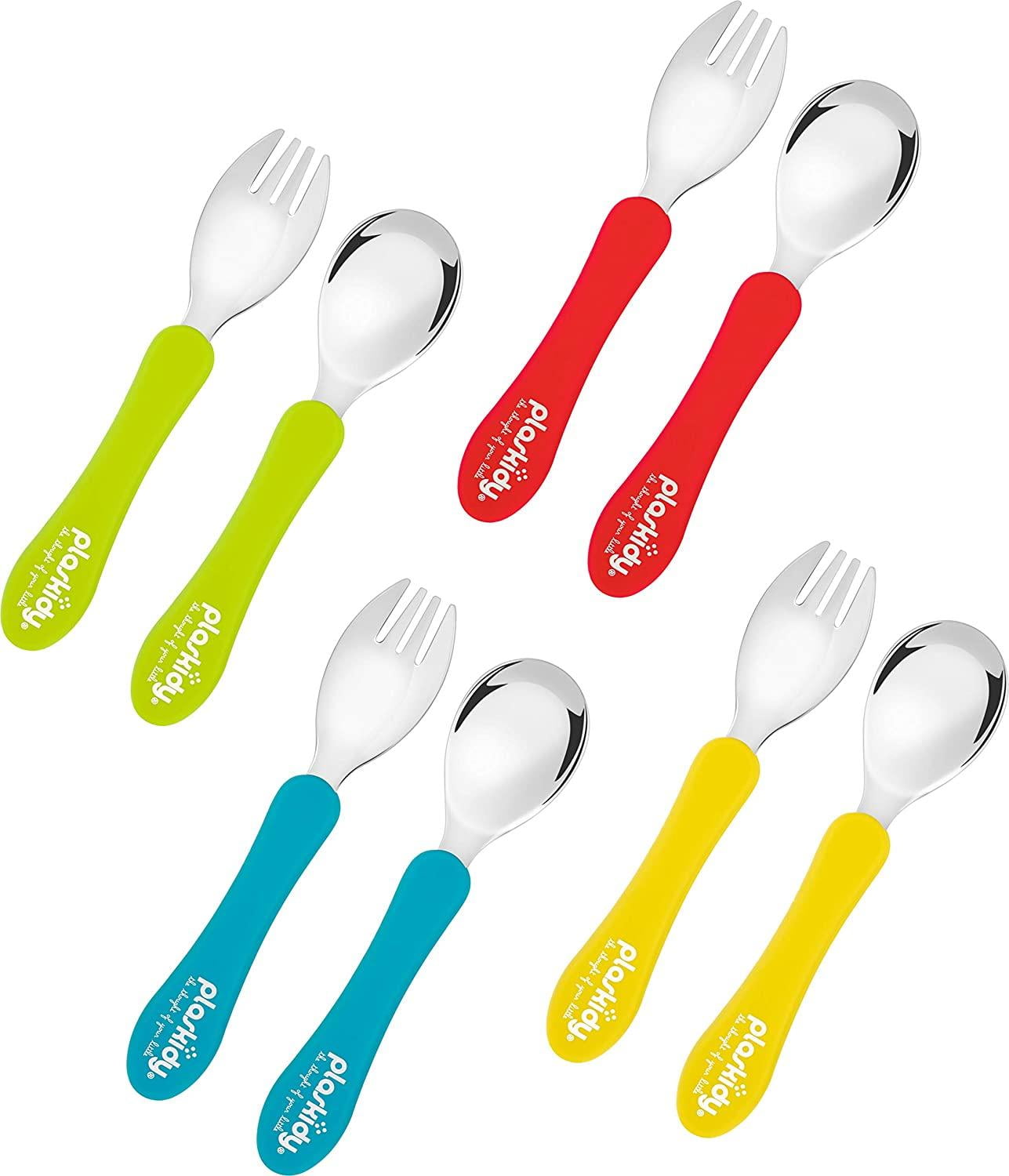 Toddler Utensils Set PLASKIDY Stainless Steel with Silicone Handle 4