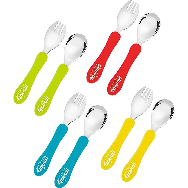 Toddler Utensils Set PLASKIDY Stainless Steel with Silicone Handle 4 Toddler  Spoons and 4 Toddler Forks - BPA Free Dishwasher Safe Kids Silverware Set Children  Cutlery Set Kids Forks and Kids Spoons 
