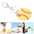 thumbnail image 4 of 3 Pcs Wooden Softball Keychains Sports Key Rings Backpack Hanging Decorations, 4 of 7