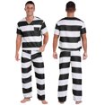 thumbnail image 3 of Disfraz de Jailbird para hombre, uniforme de Jailbird para Halloween, disfraz de prisionero culpable, camisa, Top y pantalones con cintura elástica, 3 of 5