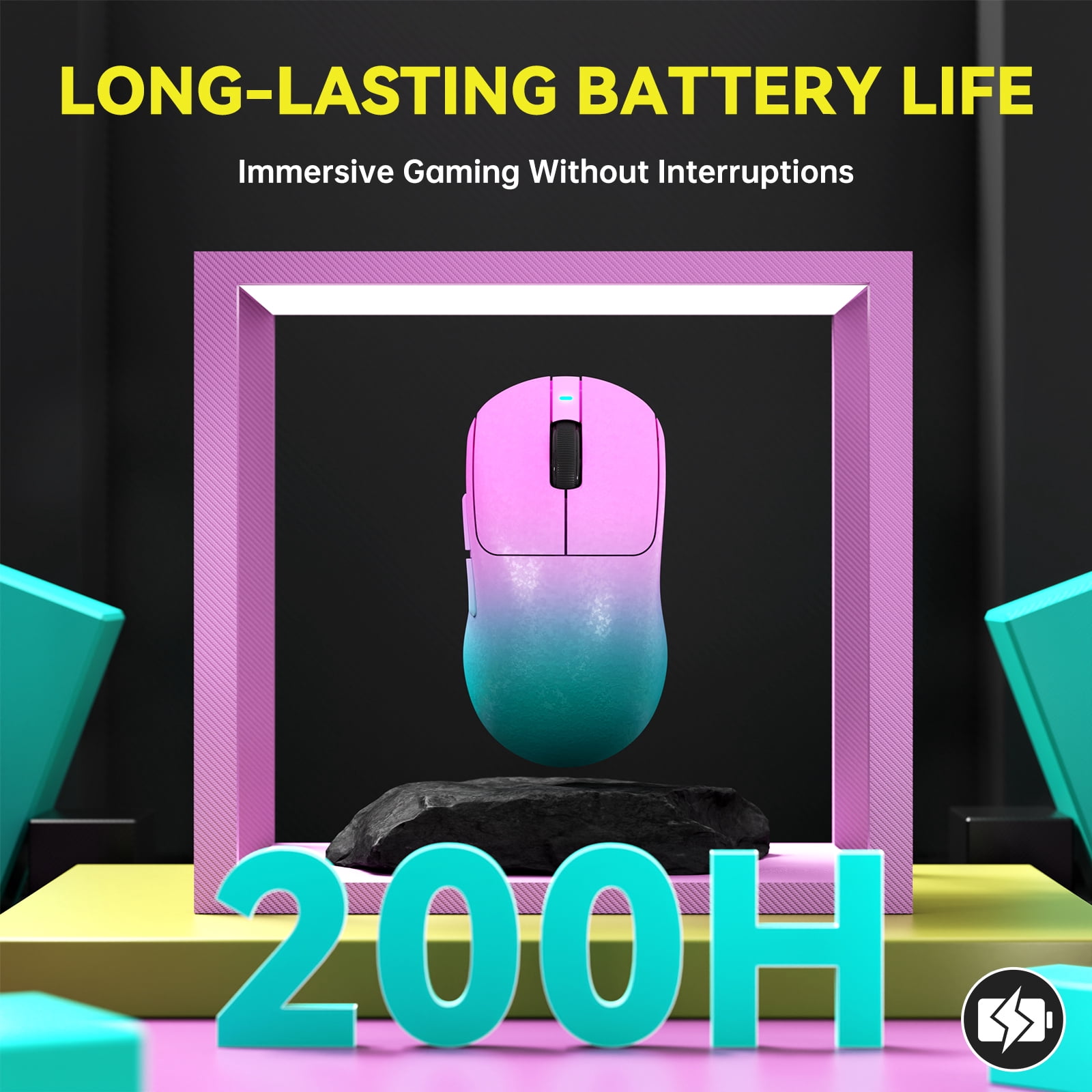 AJAZZ AJ199 Wireless Gaming Mouse, 58g Ultra-Lightweight Carbon Fiber Mouse, 24000 DPI PAW3311 Sensor, Tri-Mode 2.4G/Bluetooth/USB-C, 500mAh Rechargeable Gaming Mouse for PC, Mac, Laptop