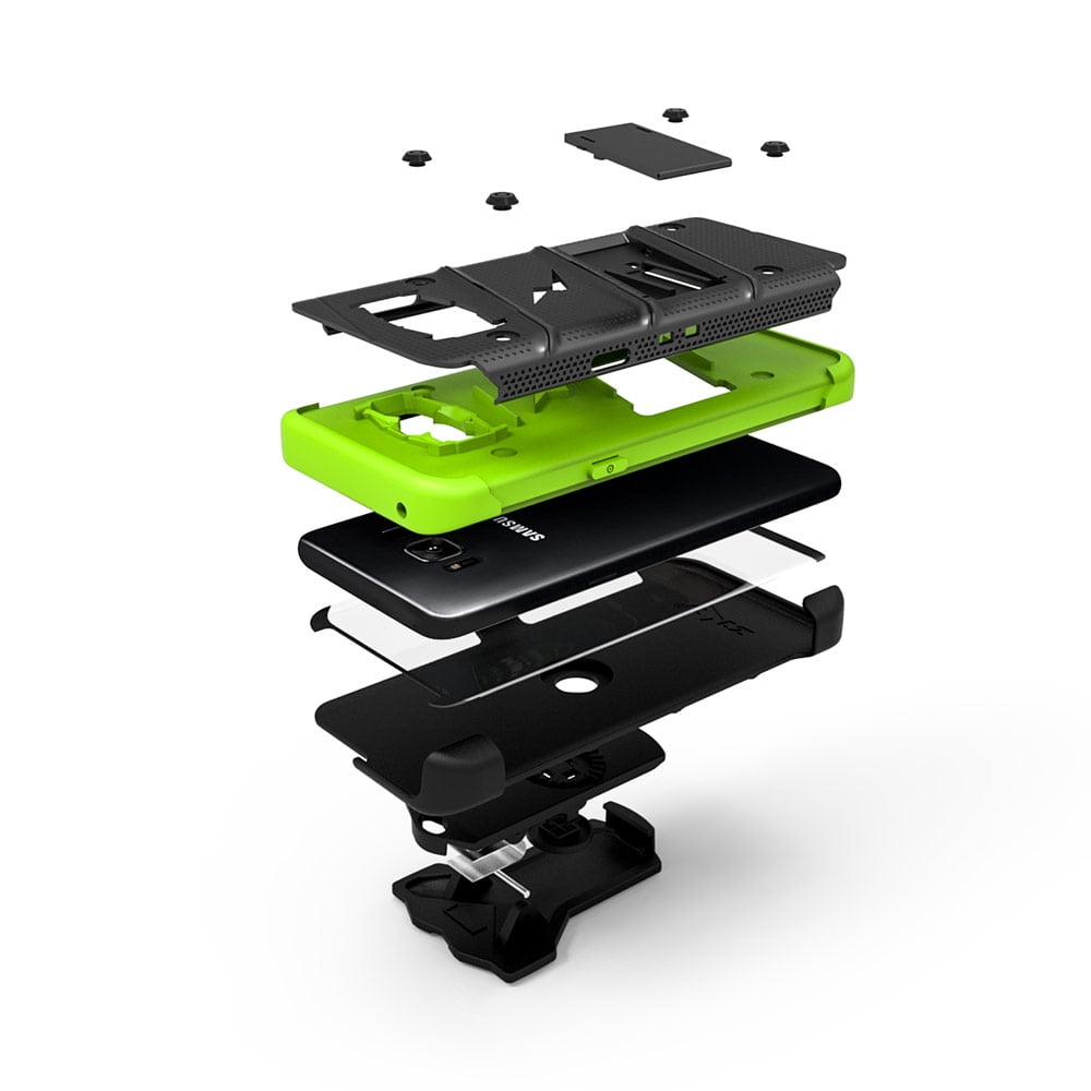 ZIZO BOLT Series for Samsung Galaxy S8 Case Military Grade Drop Tested with Tempered Glass Screen Protector, Holster BLACK NEON GREEN