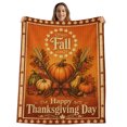 thumbnail image 2 of Happy Thanksgiving Fleece Throw Blanket for Couch, Fall Pumpkins Harvest Autumn Vintage Microfiber Flannel Blanket for All Season, Lightweight Soft Throw Blankets for Girls, Kids, Teens, 40"x60", 2 of 9