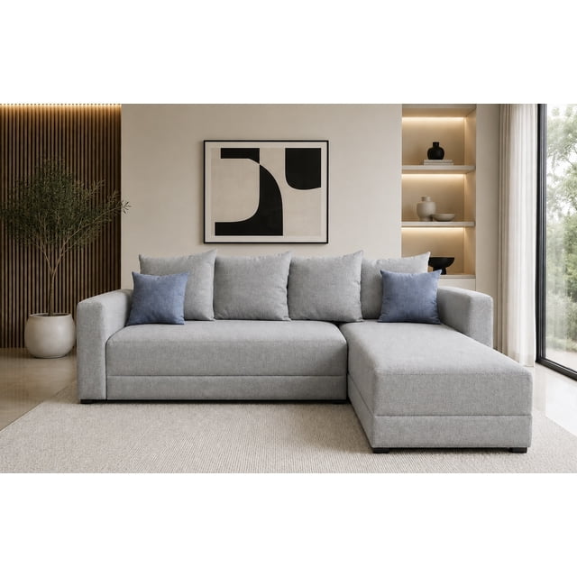 Sala esquinera Samso Lino Plata 240x180 cm EL BAZAR STORE Moderna en esquina