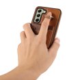 thumbnail image 4 of Wallet Back Case for Samsung Galaxy S22 Plus with Wrist Strap, Stylish Magnetic Card Holder Finger Ring Kickstand PU Leather Lanyard Shockproof Slim Phone Case for Samsung Galaxy S22 Plus, Brown, 4 of 7
