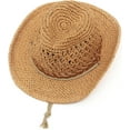 thumbnail image 4 of Straw Cowboy Hat Wide Brim Sun Hat Cowgirl Summer Panama Hat with Chin Strap Men Women KidTravel Outdoor Famliy Hat, 4 of 7