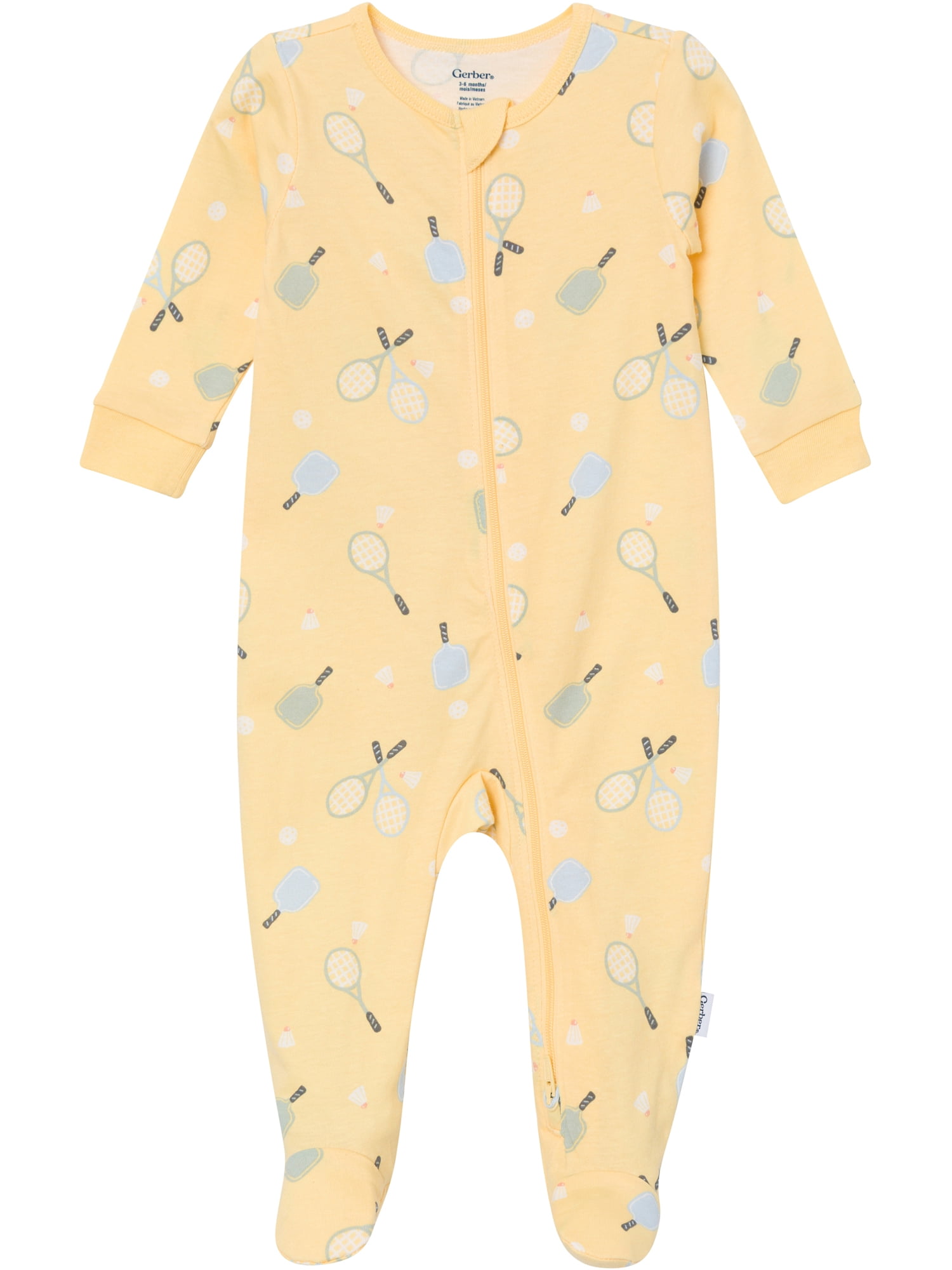 Gerber Baby Neutral Sleep N´ Play 2-Way Zipper Footed Pajamas, 4-Pack, Sizes, Newborn - 6/9 Months