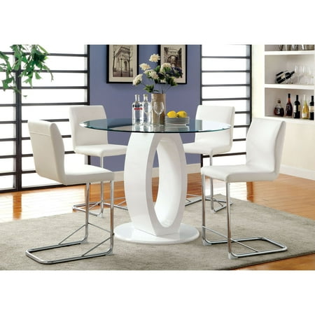 Furniture Of America Damore Contemporary 5 Piece Counter Height High Furniture Of America Damore Contemporary 5 Piece Counter Height High Gloss Round Dining Table Set