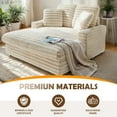 thumbnail image 3 of Techmilly Oversized Chaise Lounge Chair with 4 Striped Pillow, Velvet Full Size Chair Bed for Living Room, Bedroom, White, 3 of 12