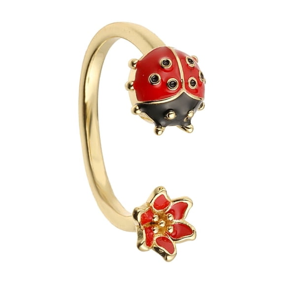 Necvior Colorful Enamel Ladybugs Adjustable Ring Lightweight Copper Statement Jewelry