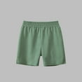 thumbnail image 2 of AJTQTH Kids Shorts Summer Casual Elastic Waist Solid Color Straight Cotton Knee Length Pants Girls Boys Unisex Breathable Trunks for Sport Beach Green 8 Years, 2 of 3