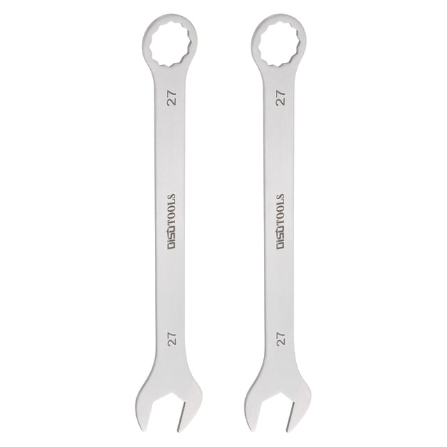 Uxcell 2pcs Thin Combination Wrench Metric 27mm Torx Ended Box 15 Degree Offset Open End Stainless Steel